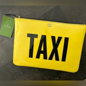 New. Kate Spade - Neon Yellow Taxi Clutch. Zip top.
